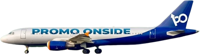 Promo Onside branded aircraft accelerating down a runway
